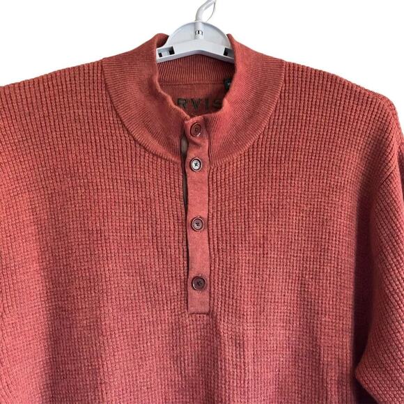 Orvis Men's Size XL Rust Orange Button Front Merino Wool Pullover Sweater - Picture 2 of 4